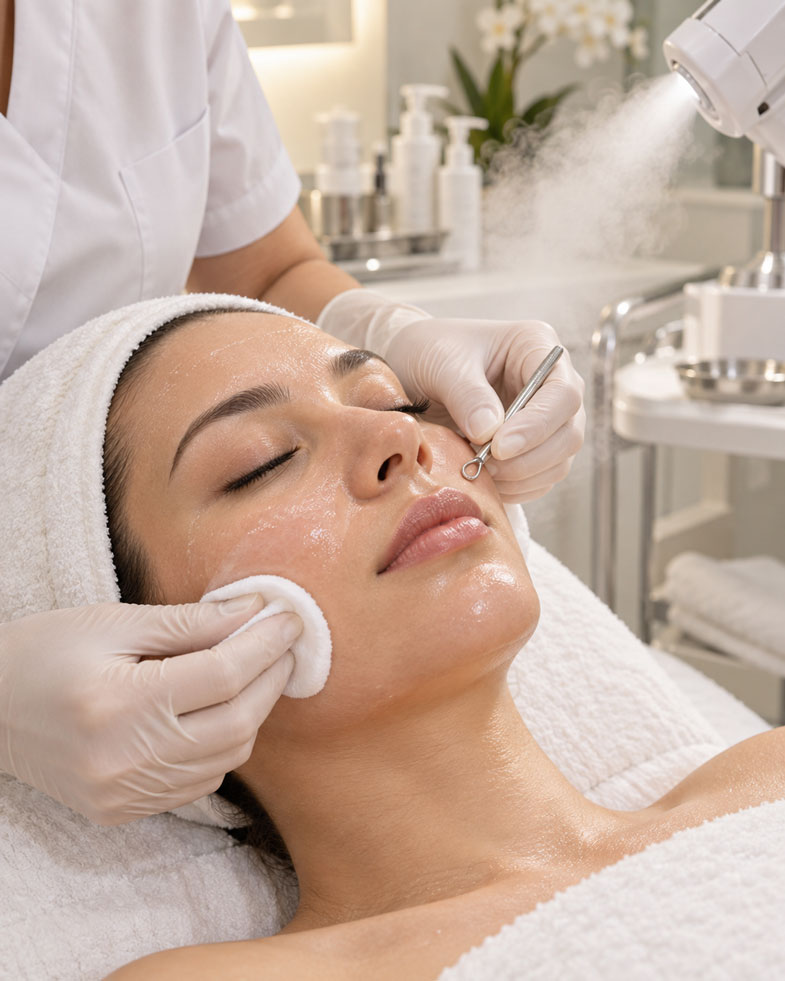 Professional facial treatment detail